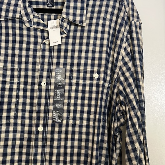 All New; Blue checkered button up - Picture 3 of 6